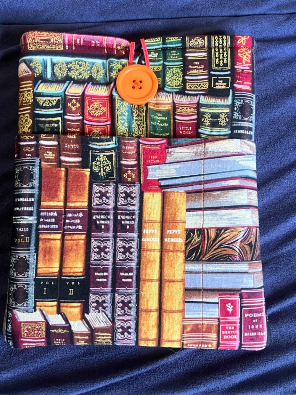 NWOT Book Sleeve & e-Reader Pouch, Button Closure, Front Pocket, Bookmark - Picture 2 of 14